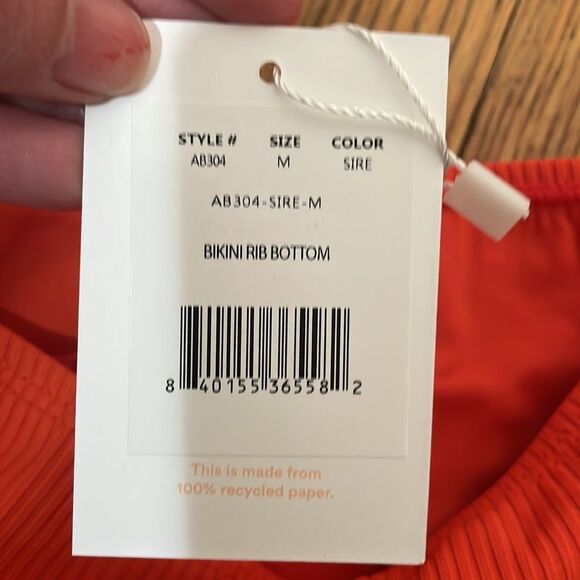 Andie Swim Bikini Rib Bottom Siren Orange size M NWT swimsuit NWT - Picture 5 of 7